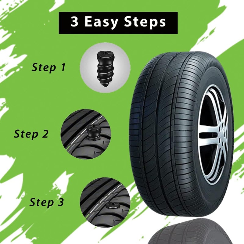 GradCap 20pcs Tyre Repair Kit, Tire Rubber Nails Tool, Self-Service Car Wheel Puncture Screws with Screwdriver Set for Auto, Motorcycle, Bike, Truck, Tractor, Jeep, ATV (10S & 10L) (GCTRK10S10L) - Image 2